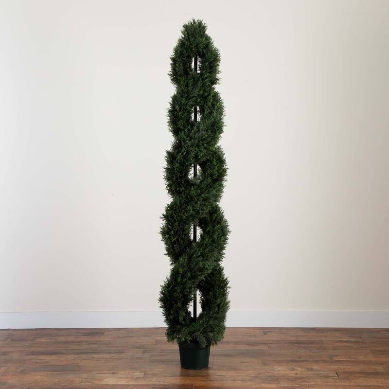 Double Pond Cypress Spiral Artificial Topiary Tree - 7'