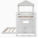 preview thumbnail 3 of 20, Farmhouse Design Twin Over Full Wood Bunk Bed,House Design Bed with Roof and Guardrails,Built-In 3-Step Ladder