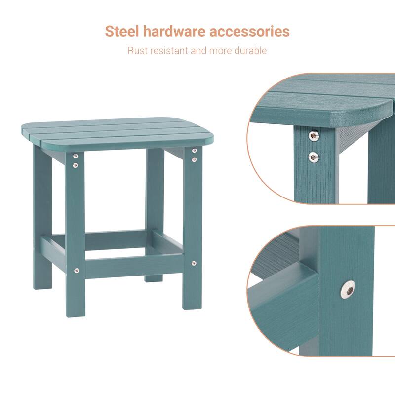 LIVOOSUN Patio Adirondack Plastic Wood Outdoor Side Table for Deck