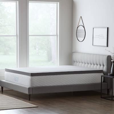 Lucid Bamboo Charcoal and Aloe Memory Foam Topper - Gray