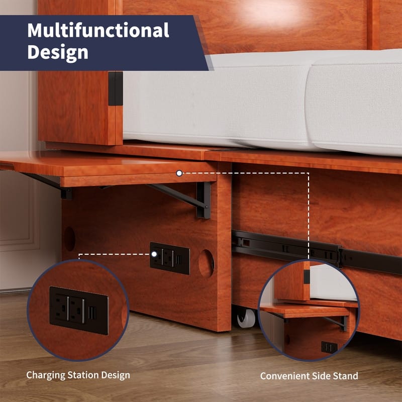 Mixoy Murphy Bed Chest with Mattress and Storage
