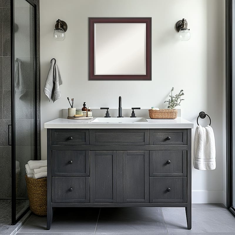Grand Narrow Beveled Framed Bathroom Vanity Wall Mirror