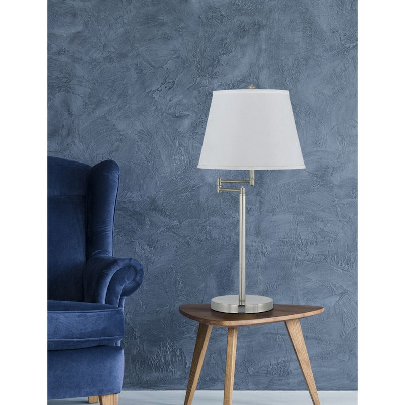28" Contemporary Swing Arm Table Lamp with Adjustable Light and Steel Base Empire Shade 3-Way Switch - 28"H x 13"W x 18"D