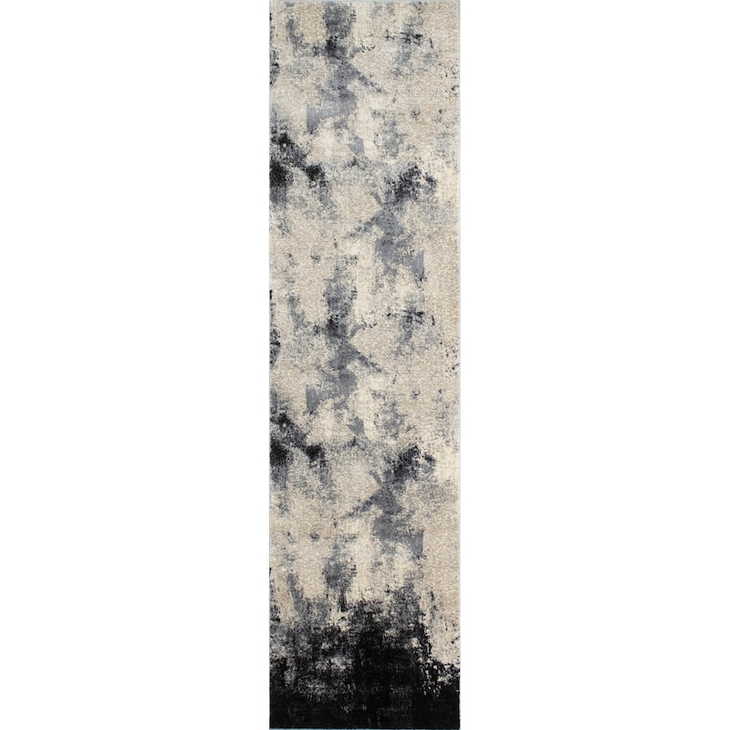 Noori Rug Lagoon Alice Distressed Abstract Modern Area Rug - 2'8" x 10'0" - Charcoal/Black