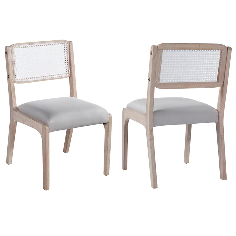 Wood Dining Chairs Set of 2, Farmhouse Accent Chairs with Padded Seat, Modern Linen Kitchen & Dining Chairs Side Chairs
