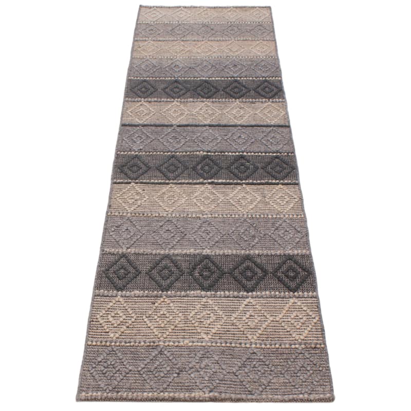 ECARPETGALLERY Braid weave Sienna Grey Wool Rug - 2'8 x 10'0