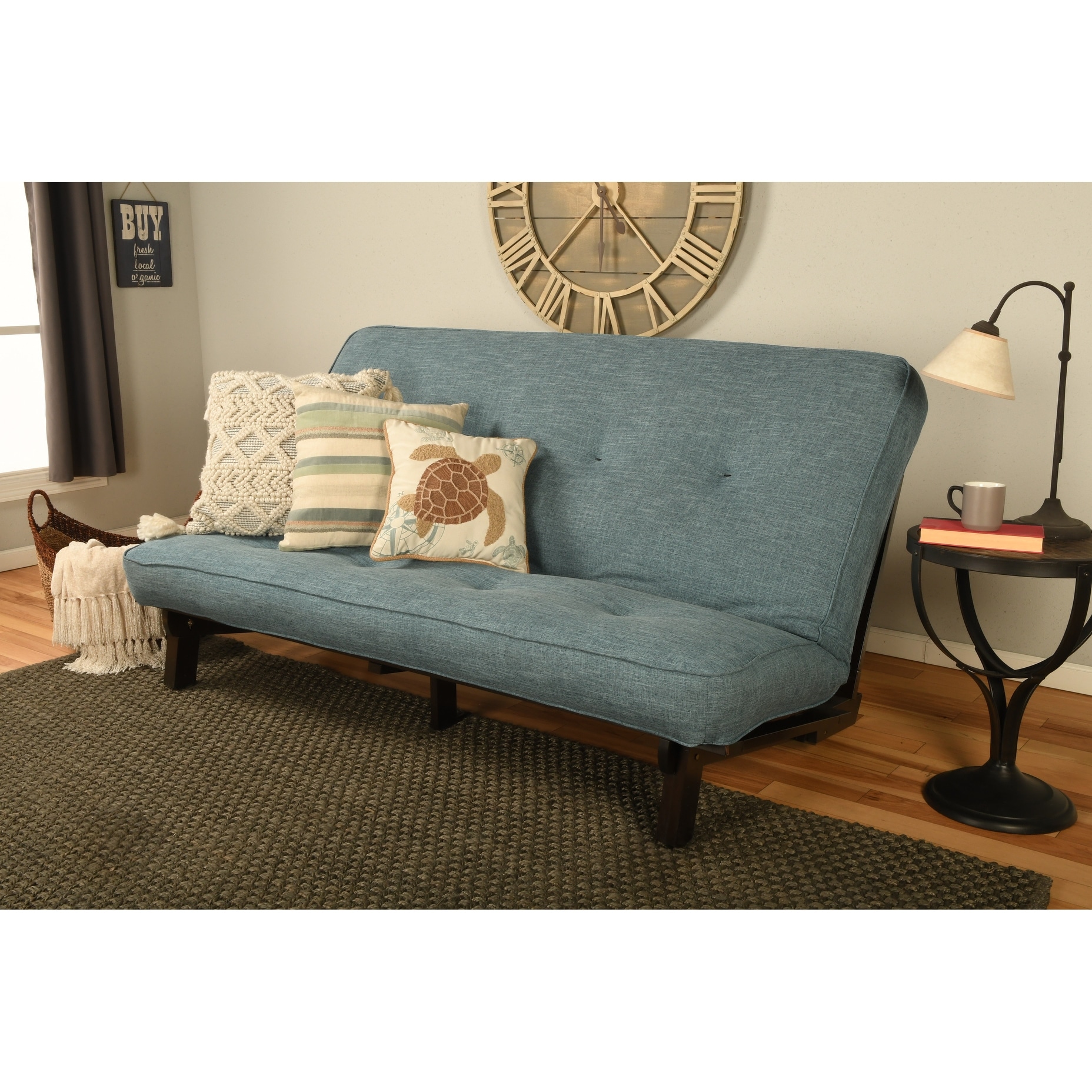 Somette Carson Futon in Java Finish with Linen Mattress - Overstock -  35981933