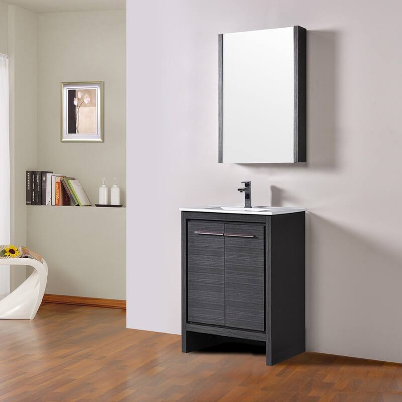 Solid Wood Bathroom Vanity with Mirror Medicine Cabinet