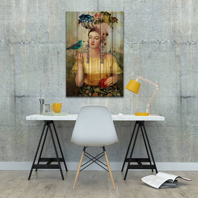 Nine Of Pentacles Print On Wood by Catrin Welz-Stein - Multi-Color