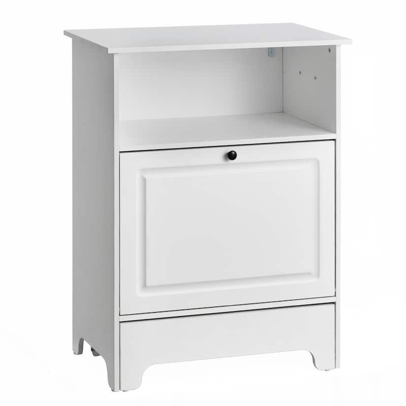White Pet Feeding Station with 2 Elevated Dog Bowls and Dog Food and Toy Storage Cabinet - 23.62 x 13.78 x 31.38 inch