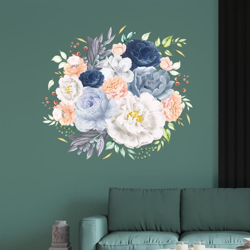 Walplus Wall Sticker Colorful Large Magnolia Flower Art Decal Home Decor - 1 pack - Pink and Blue Watercolour Flowers