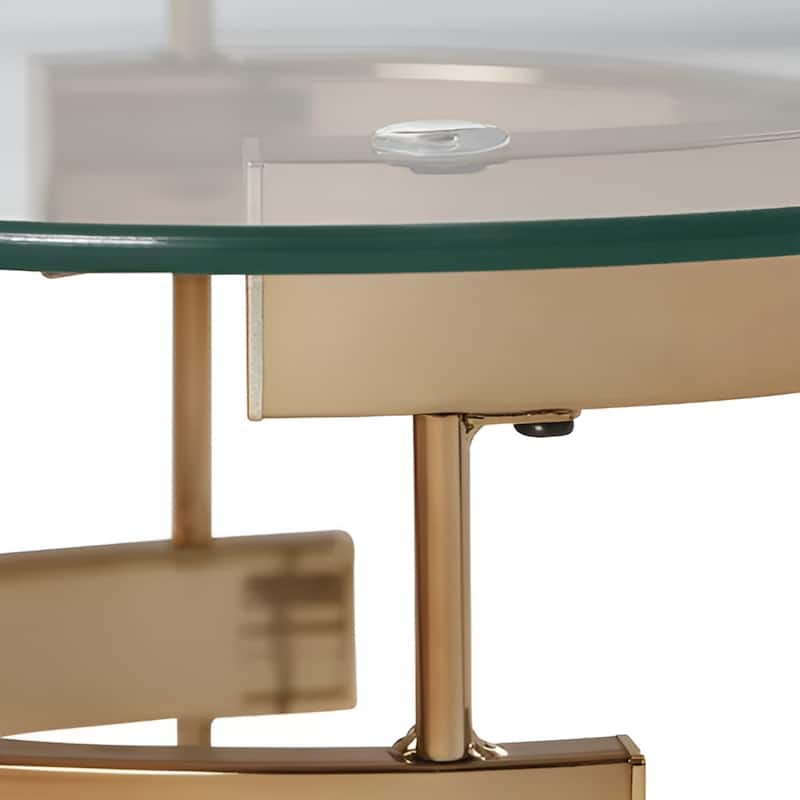 21" Contemporary Round End Table with Glass Top and Gold Iron Base for Living Room or Bedroom - 21.25" H x 23.25" W x 23.25" D