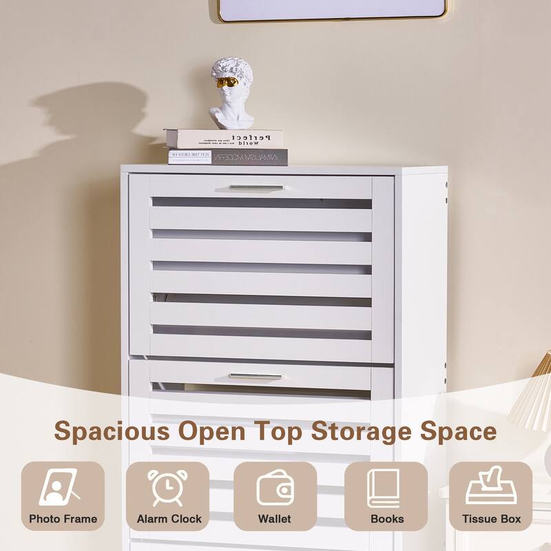 VECELO Shoe Storage Cabinet for Entryway with 3 Flip Drawers Slim Hidden Free Standing Organizer for Narrow Hallway