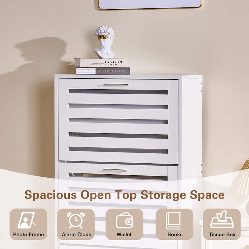 VECELO White 3-Tier Shoe Cabinet with Flip Drawer Silver Handles 47.24" Tall MDF Rack Removable laminate Design for Entryway