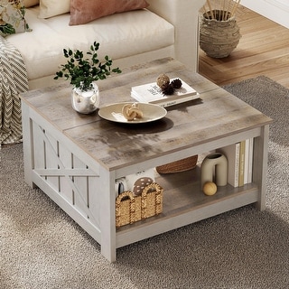 Square Coffee Table for Living Room Farmhouse Coffee Table with Storage ...