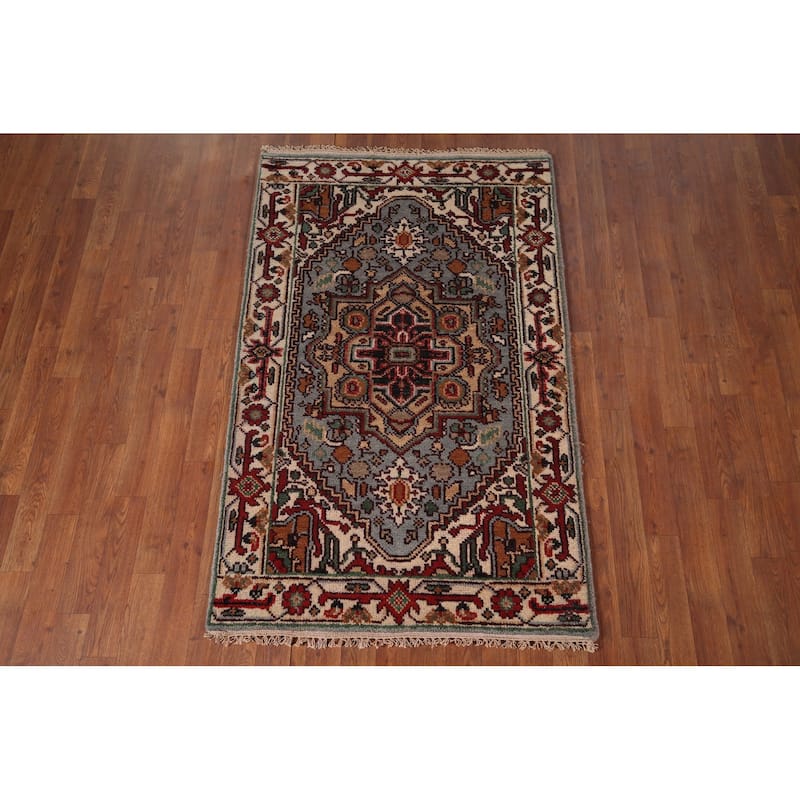 Heriz Serapi Indian Accent Rug Handmade Wool Carpet - 3'2"x 5'0"