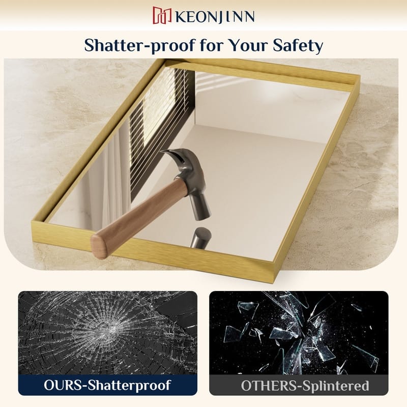Keonjinn Aluminum Framed Wall Mount Bathroom Vanity Mirror