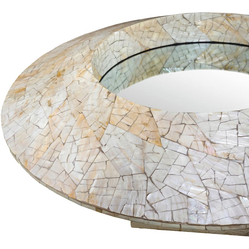 Layto Mother of Pearl Glam Wall Mirror - 32"H x 32"W x 3.1"D