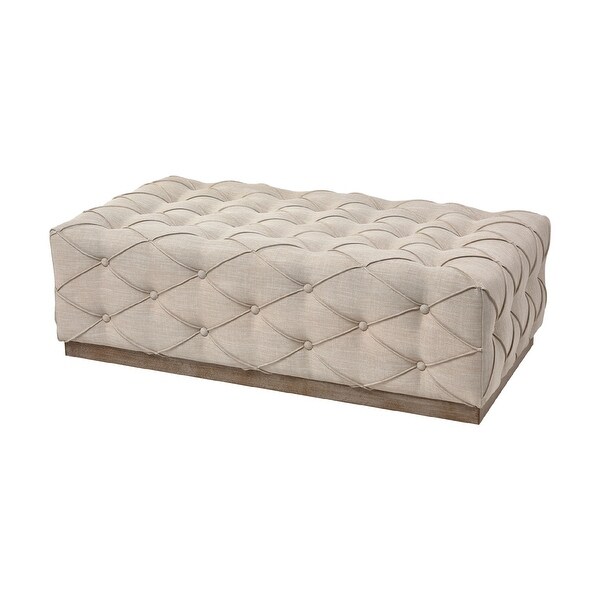47" Brown Tufted Linen Cocktail Ottoman - N/A