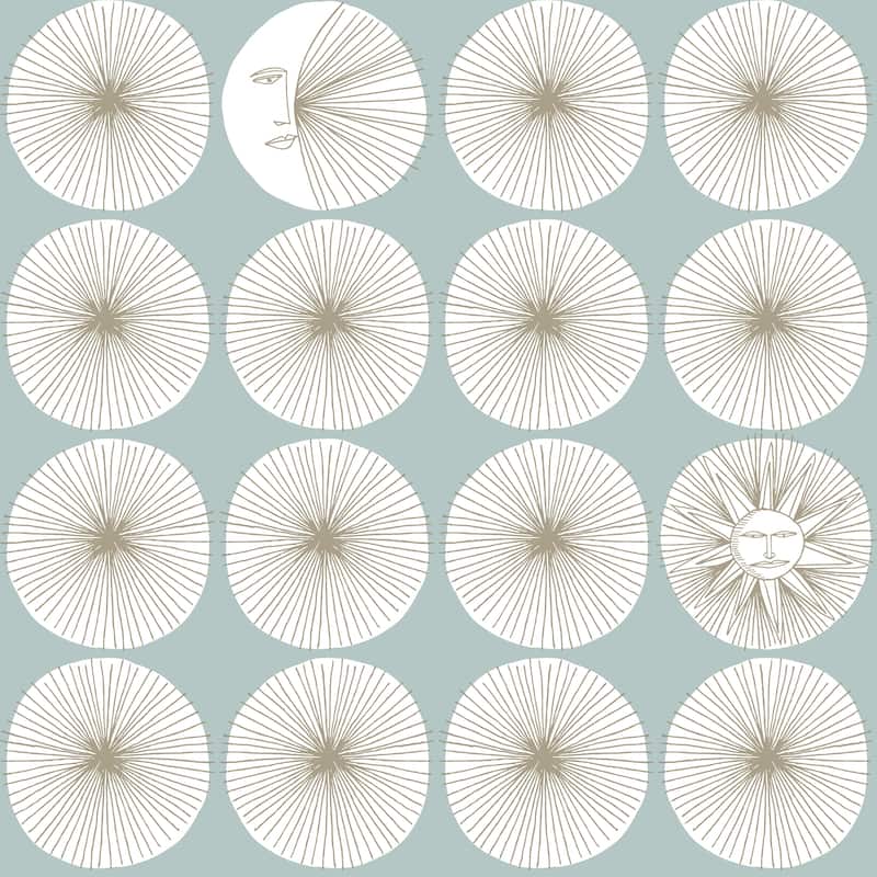 Irvine 20' L x 20.5" W Starburst Peel and Stick Wallpaper - Light Blue/Glint