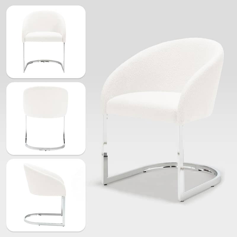 Modern Fabric Upholstered Dining Chairs, Boucle Arm Side Chair - 30" H x 22.2" W x 21.7" D