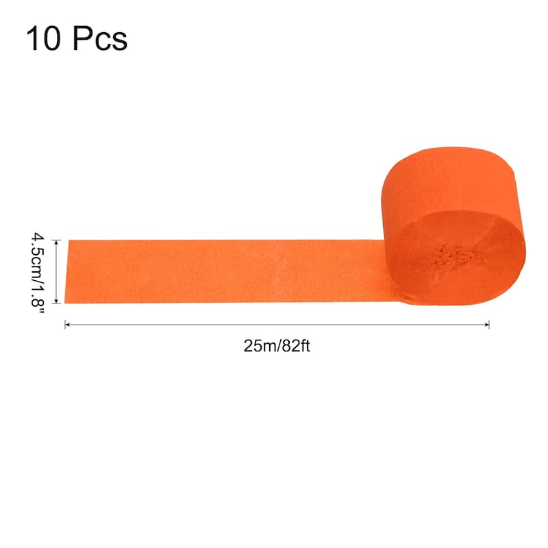 Crepe Paper Streamers 10 Rolls for Decoration - Orange - 1.8 in x 82 Ft/Roll