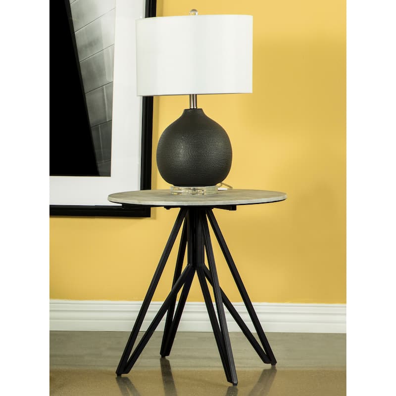 Hadi Round SmartTop Side End Table Cement and Gunmetal
