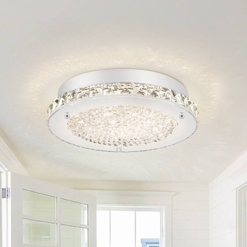 Crystal Ceiling Light LED Flush Mount Ceiling Light Dimmable Flush Mount Crystal Chandelier