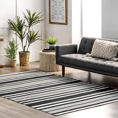 Nuloom Jess Hand Loomed Cotton Flatweave Striped Area Rug