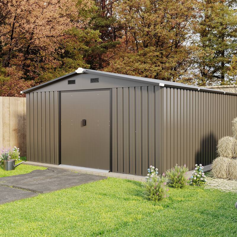 10*12ft 0.25mm Steel Plate, Surface Protective Film, Two Daylight Windows, Two Colors Can Be Freely Selected Storage Sheds