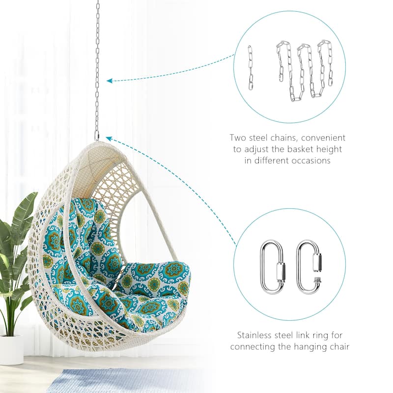 Hanging Egg Chair, Wicker Rattan Egg Chair with Cushion
