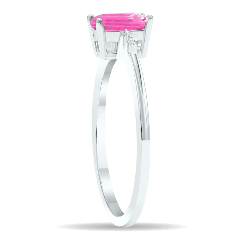 Women's Pink Topaz and Diamond Sparkle Ring in 10K White Gold