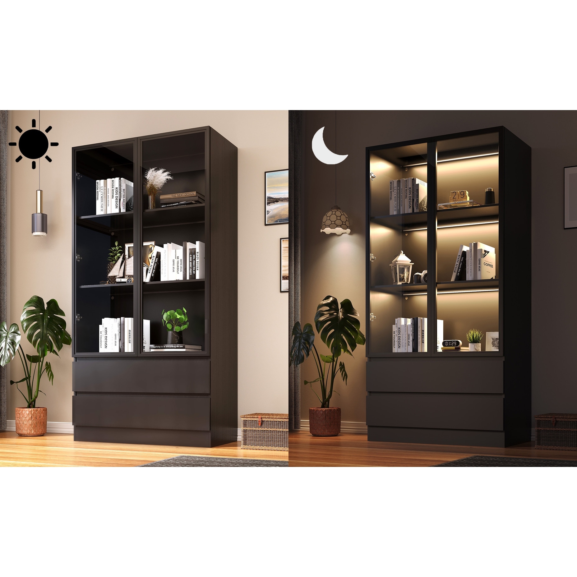 Display Storage Cabinet,Display Cabinet with Tempered Glass Doors