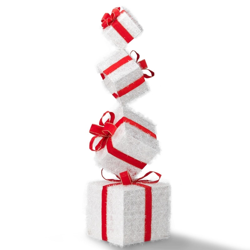 Lighted Gift Box Tower Christmas Outdoor Indoor Decoration