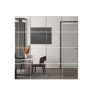 Home Gym Mirrors, 14''x 14'' Glass Wall Mirror Tiles (16 PCS), Square ...