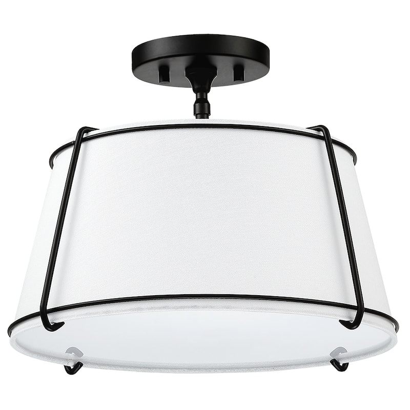Martina 2-Light White Fabric Semi-Flush Mount- 15"W - 15"W