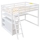 preview thumbnail 27 of 30, Full Size Loft Bed with Desk, Shelves, Drawers, and Ladder, Grey