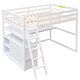 preview thumbnail 11 of 14, Full Size Loft Bed with Desk, Shelves, Drawers, and Ladder, White
