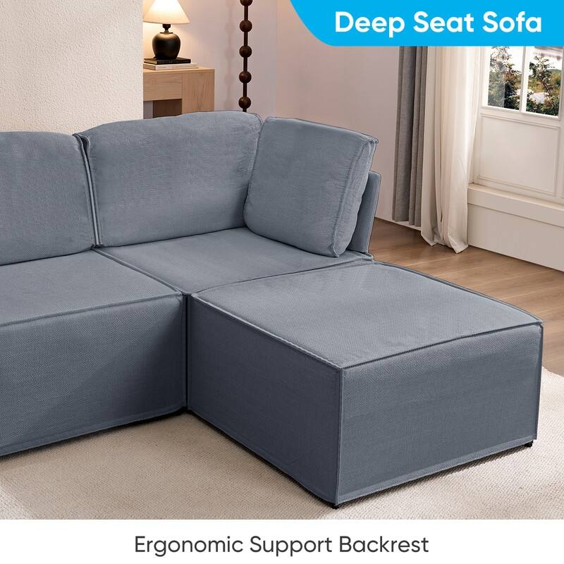 Mixoy Oversized Modular Sectional Sofa, U/L-Shaped Couch with Deep Seat, Ottoman, Convertible Modern Linen Sleeper Sofa Bed