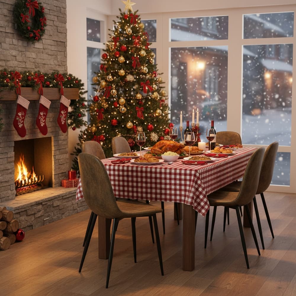 Homy Casa Set of 6/4/2 Faux Suede Dining Chairs Black Metal Legs, Brown Christmas Gift