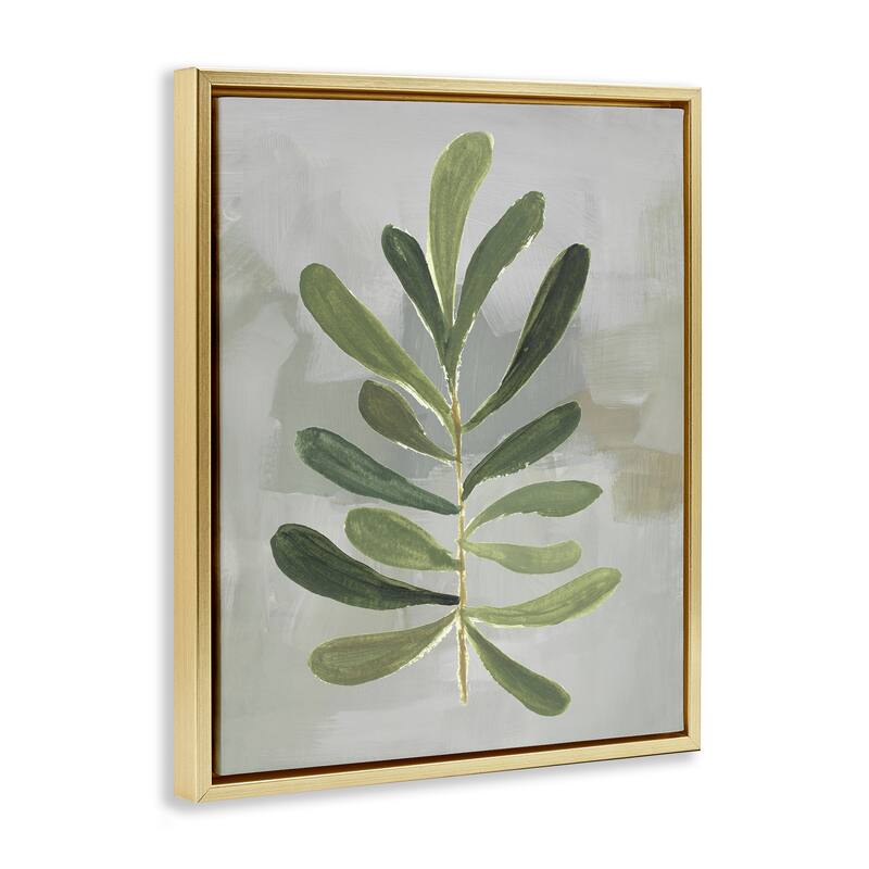 Stupell Single Green Leaf Branch Framed Floater Canvas Wall Art Design By Lanie Loreth