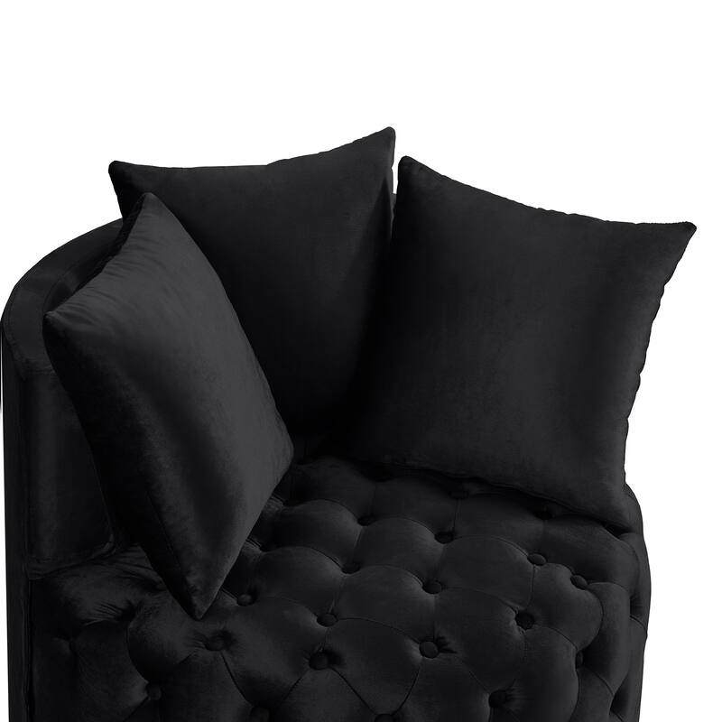 Upholstered Tufted Leisure Chair Accent Chair, Velvet Single Sofa Round Club Chair