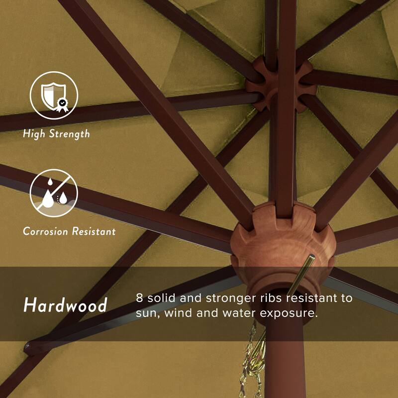 Port Lavaca 7.5ft Round Sunbrella Wooden Patio Umbrella by Havenside Home, Base Not Included