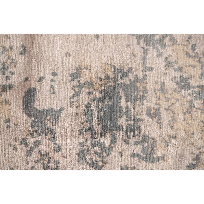 Beige Abstract Modern Area Rug Handmade Wool Carpet - 6'6" x 9'10"