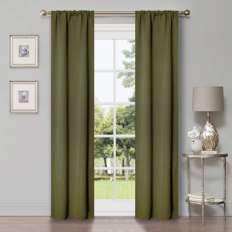 Superior Solid Machine Washable Room Darkening Semi-Blackout Curtains, Set of 2