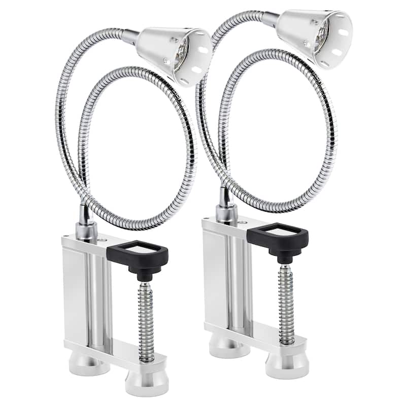 LED Concepts 360 Degree Flexible Gooseneck BBQ Grill LED Lights with Magnetic Base - Weather Resistant - Set of 2 - Silver