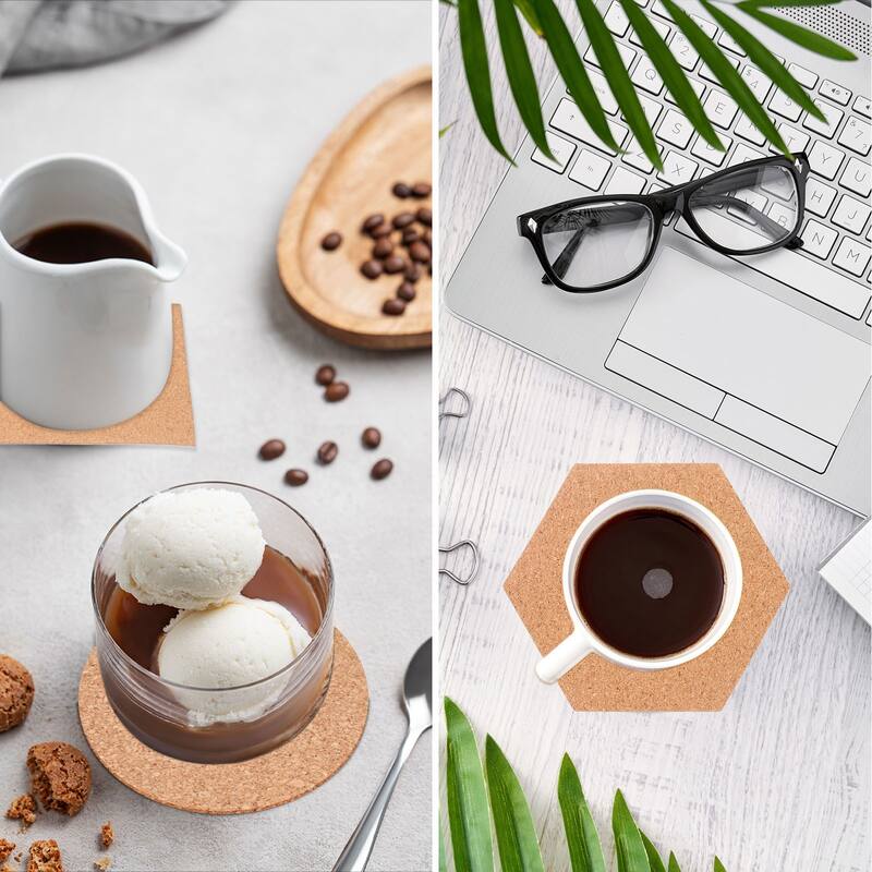 60pcs Cork Coasters for Drink, Round Drink Coaster - Brown