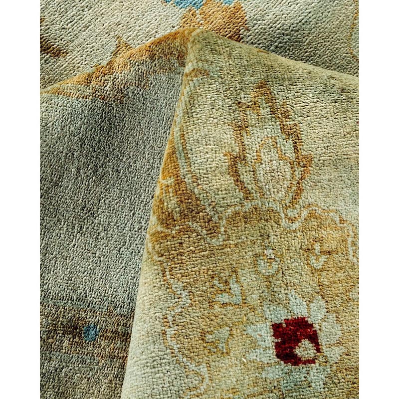 Overton Hand Knotted Wool Vintage Inspired Modern Contemporary Overdyed Gray Area Rug - 8' 9" x 11' 6"