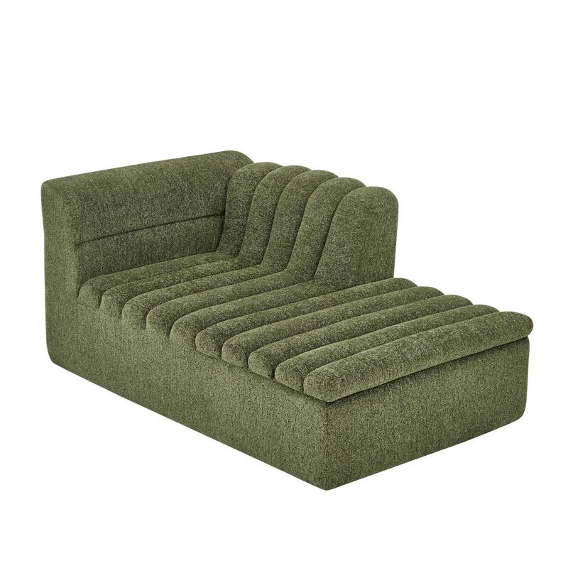106" L-Shaped Chenille Upholstered Boneless Sectional Sofa with Chaise and Wave-Shaped Armrest, No Pillows Included