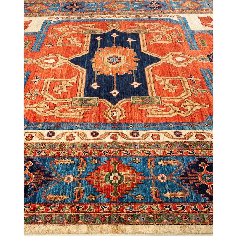 Overton Hand Knotted Wool Vintage Inspired Traditional Serapi Ivory Area Rug - 10' 4" X 8' 2"